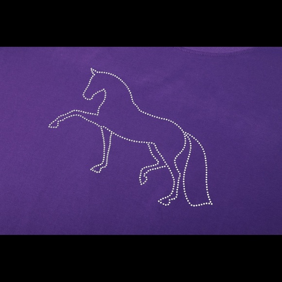 EQ-STAR Dressage Horse Rhinestone Purple Tshirt - Picture 2 of 4